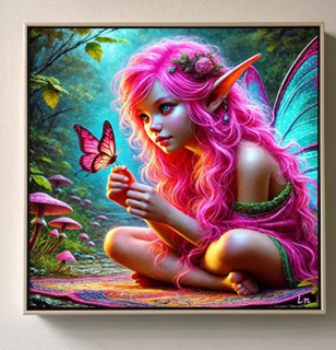 Preview: Diamond Painting Elfe mit Schmetterling
